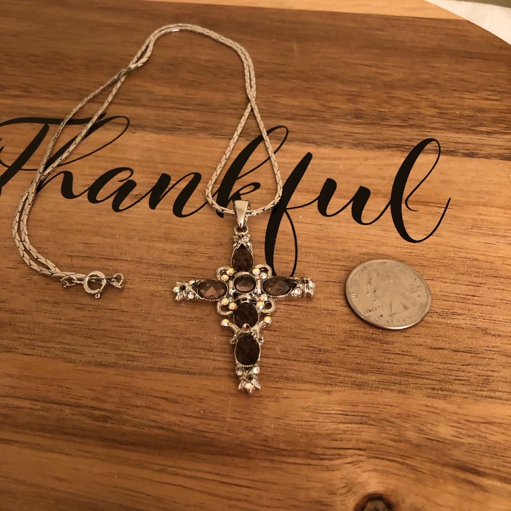 Silvertone Cross And Chain - image 5